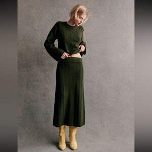 Sezane MARILOU MidiSkirt Khaki XS